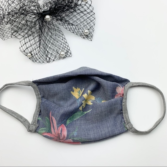 FLORAL CLOTH MASK - MADE IN USA    CHAMBRAY - Picture 3 of 5